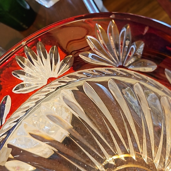 France marked Fan Cut to clear Heavy Lead Crystal Corinth Bowl Fan cut - Picture 5 of 11